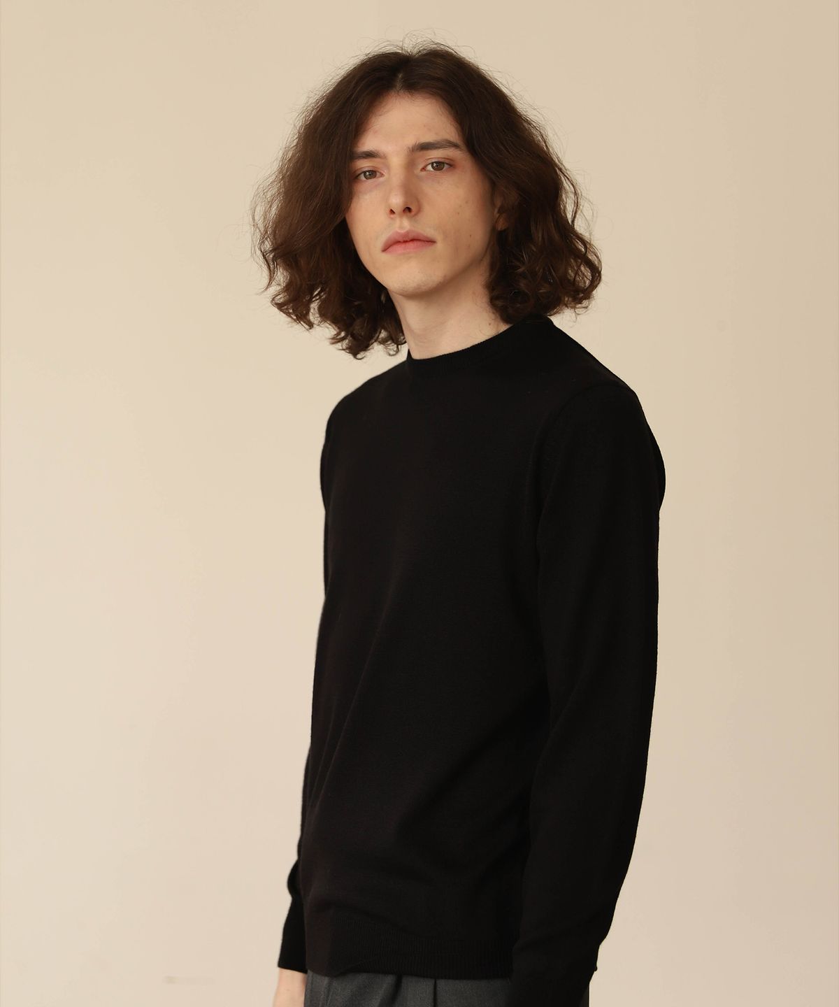 벨리프(BELLIEF) Wool soft round neck knit (Black)