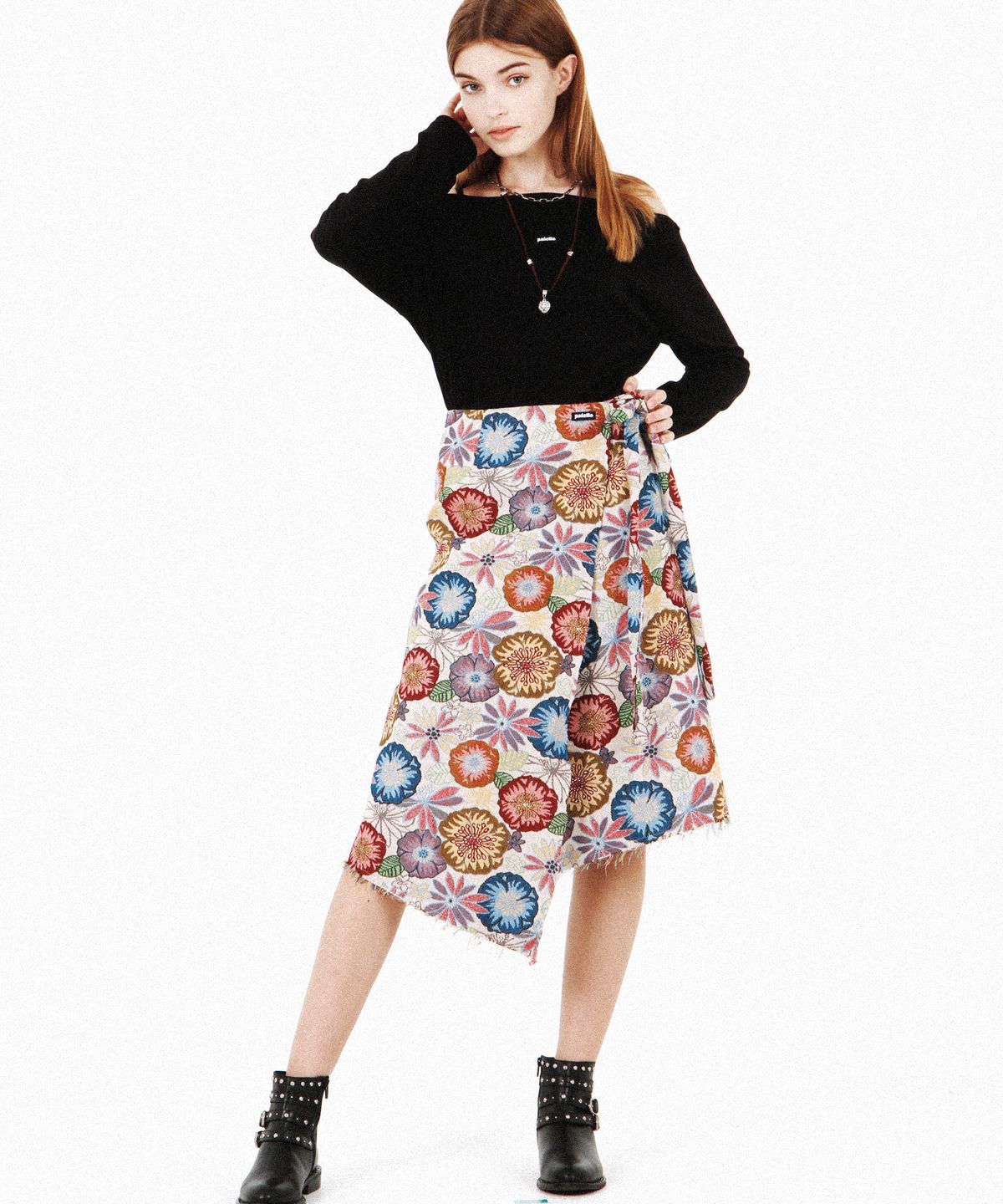 팔레트(PALETTE) FLOWER WRAP SKIRT (BEIGE)