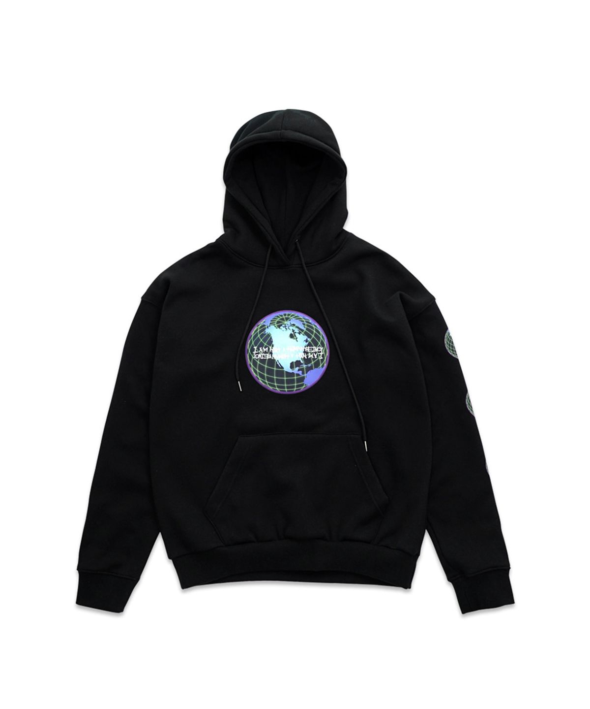 아임낫어휴먼비잉(I AM NOT A HUMAN BEING) GLOBE PRINT HOODIE - BLACK