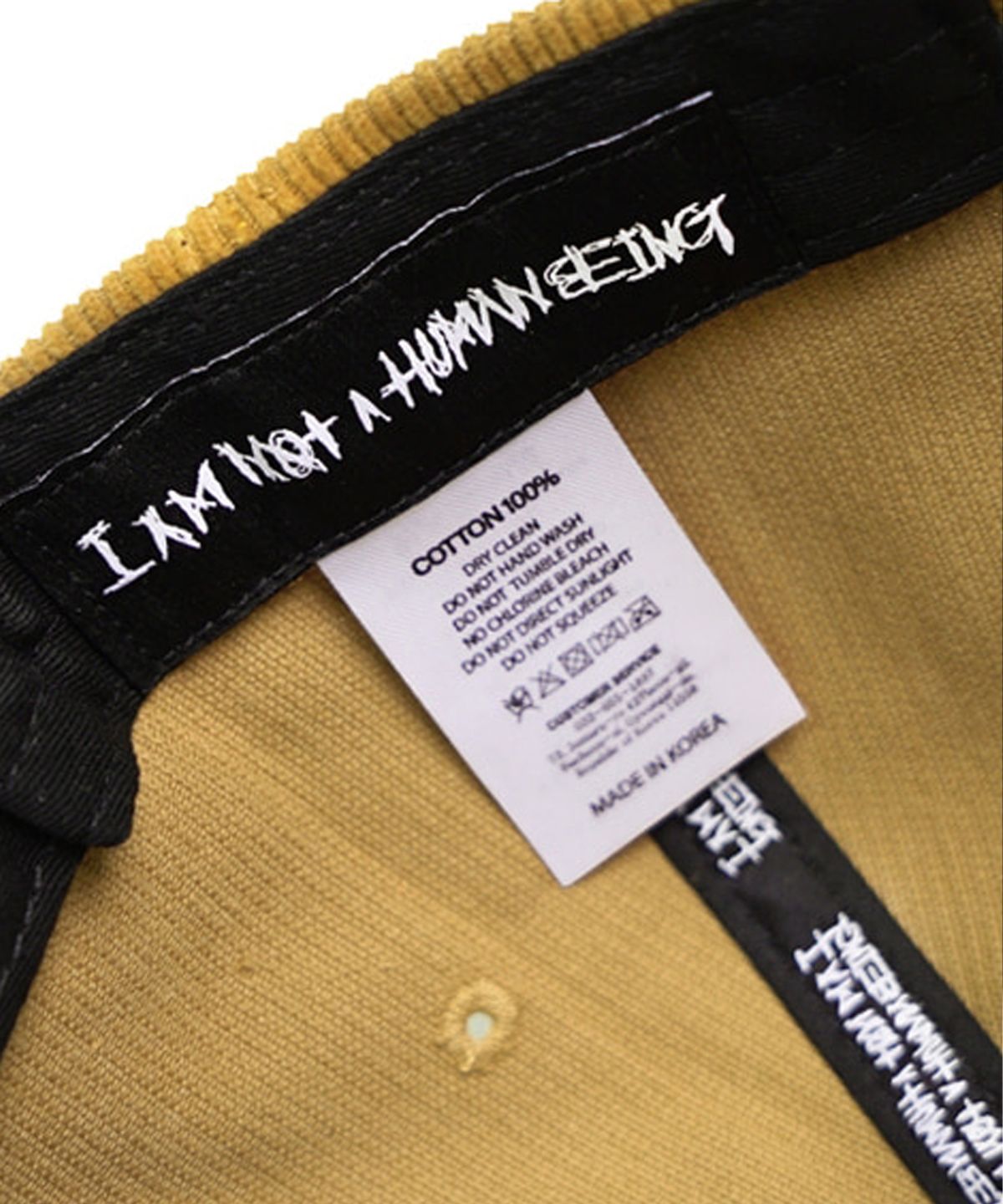 아임낫어휴먼비잉(I AM NOT A HUMAN BEING) BASIC LOGO CORDUROY CAP - BEIGE
