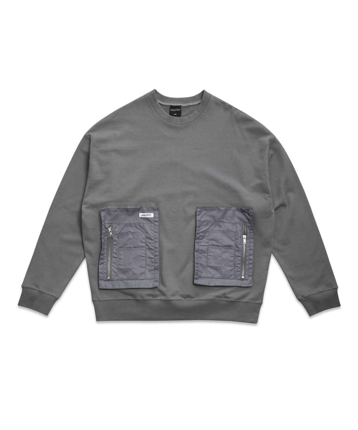 아임낫어휴먼비잉(I AM NOT A HUMAN BEING) MA-1 POCKET DETAIL SWEATSHIRTS - CHARCOAL