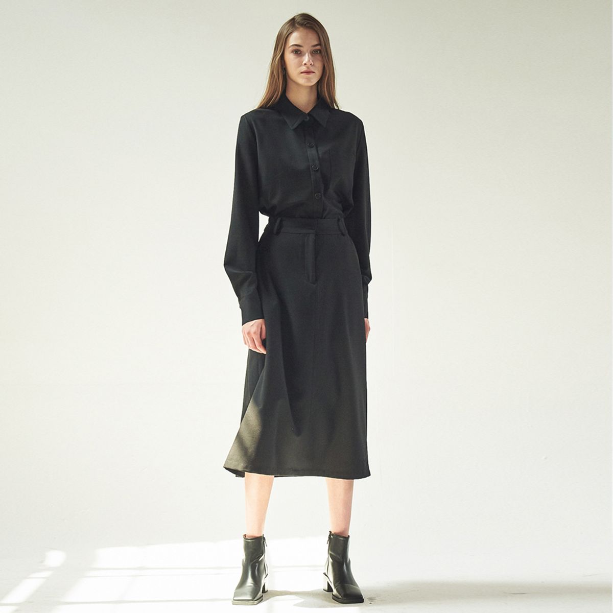 아쿠드(ACUD) TWO-WAY SHIRT DRESS_BLACK