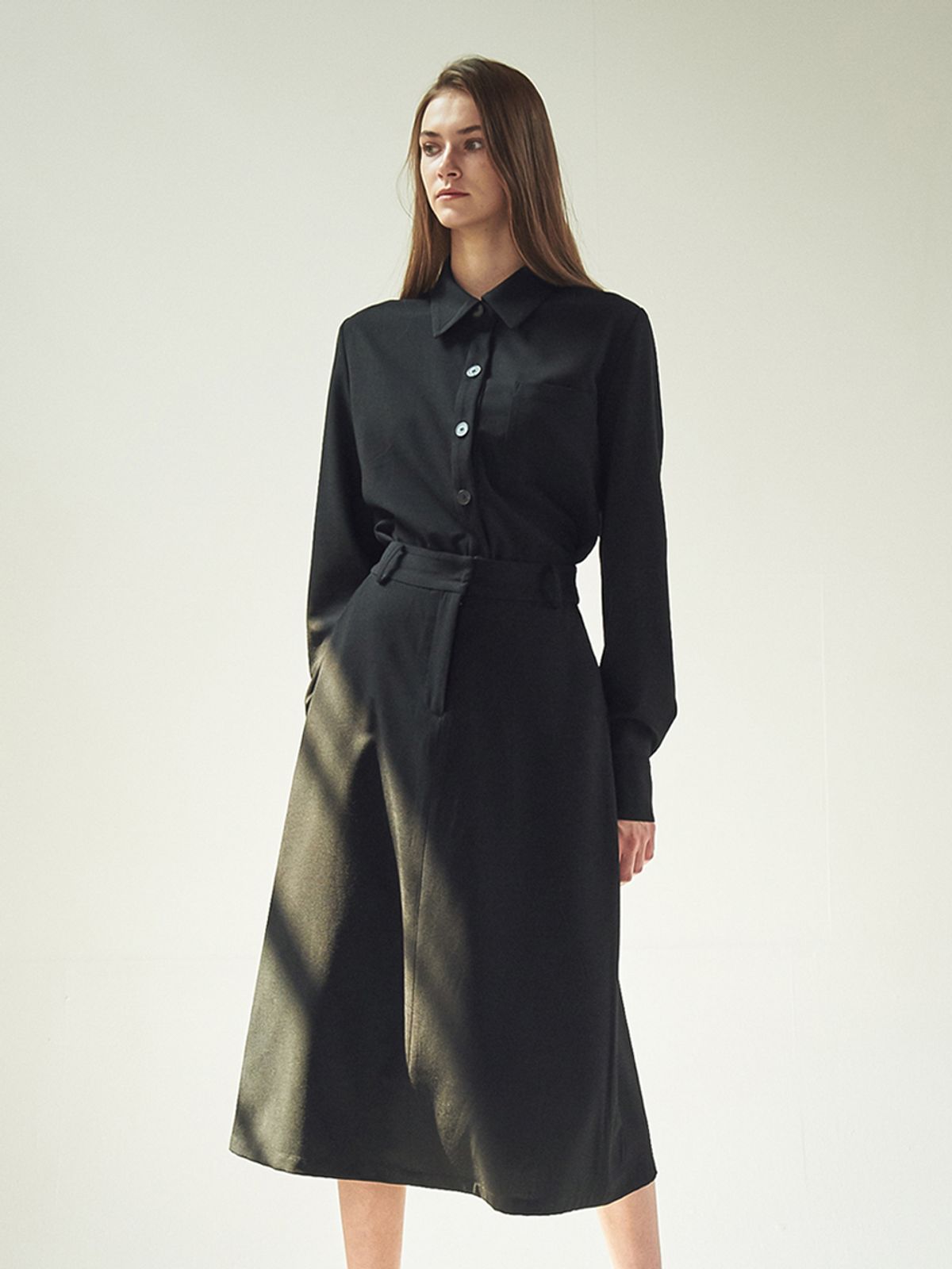 아쿠드(ACUD) TWO-WAY SHIRT DRESS_BLACK