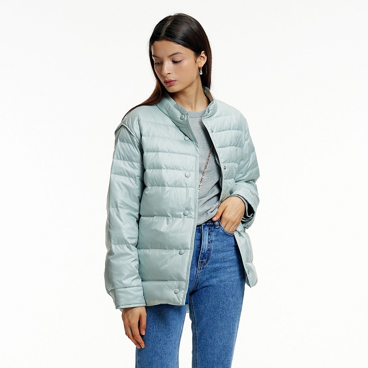 핀블랙(PINBLACK) BELTED GOOSE DOWN JUMPER MINT