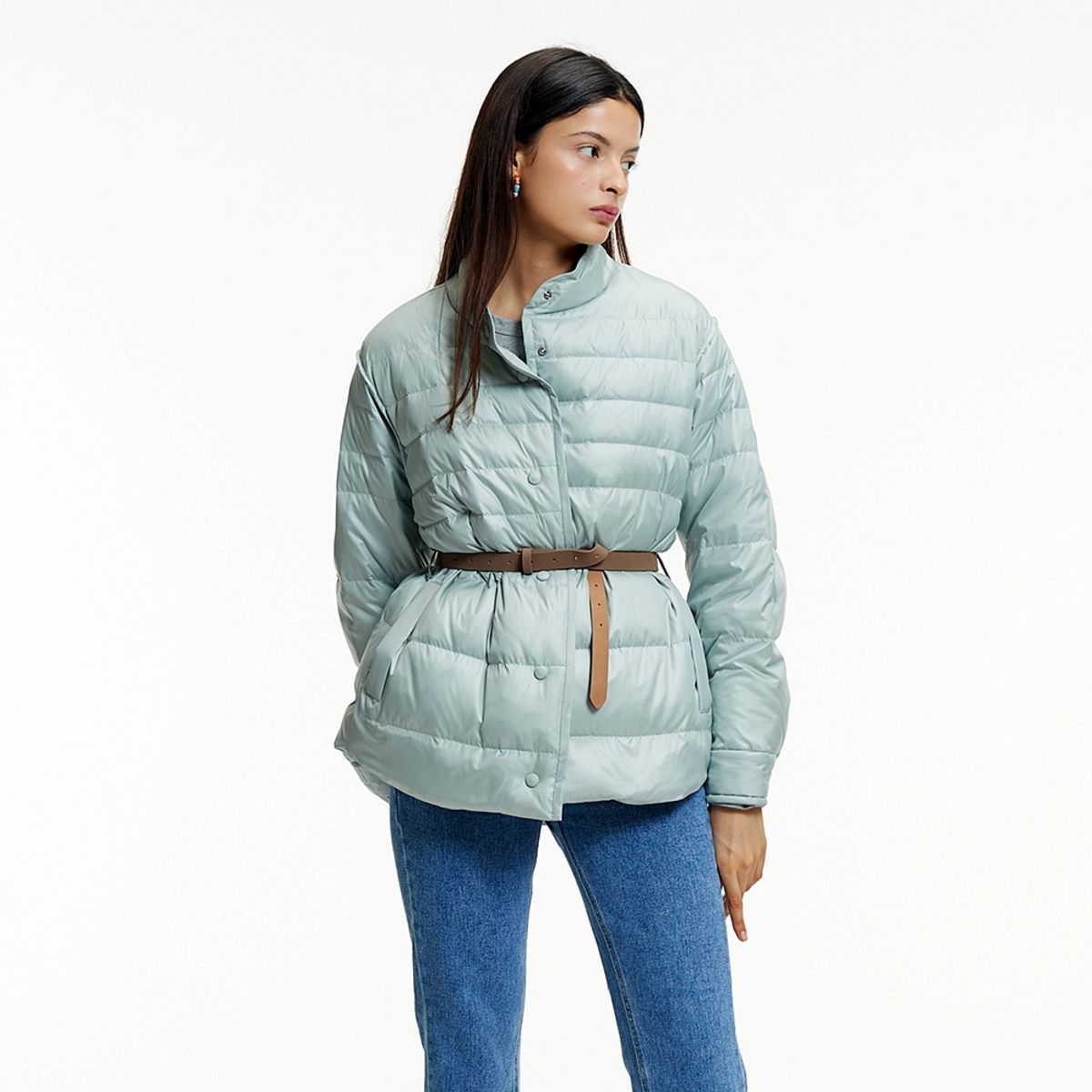 핀블랙(PINBLACK) BELTED GOOSE DOWN JUMPER MINT