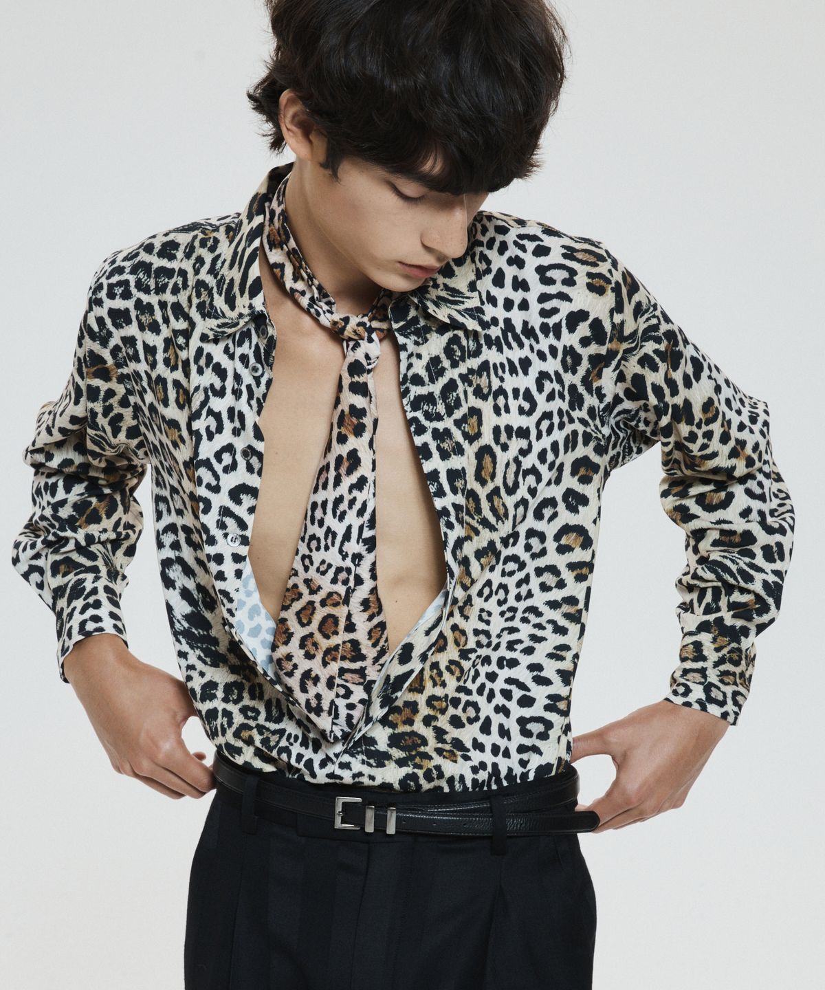 언티지(UNTAGE) 레오파드 프린트 셔츠[Brown(UNISEX)]_UTS-FS22