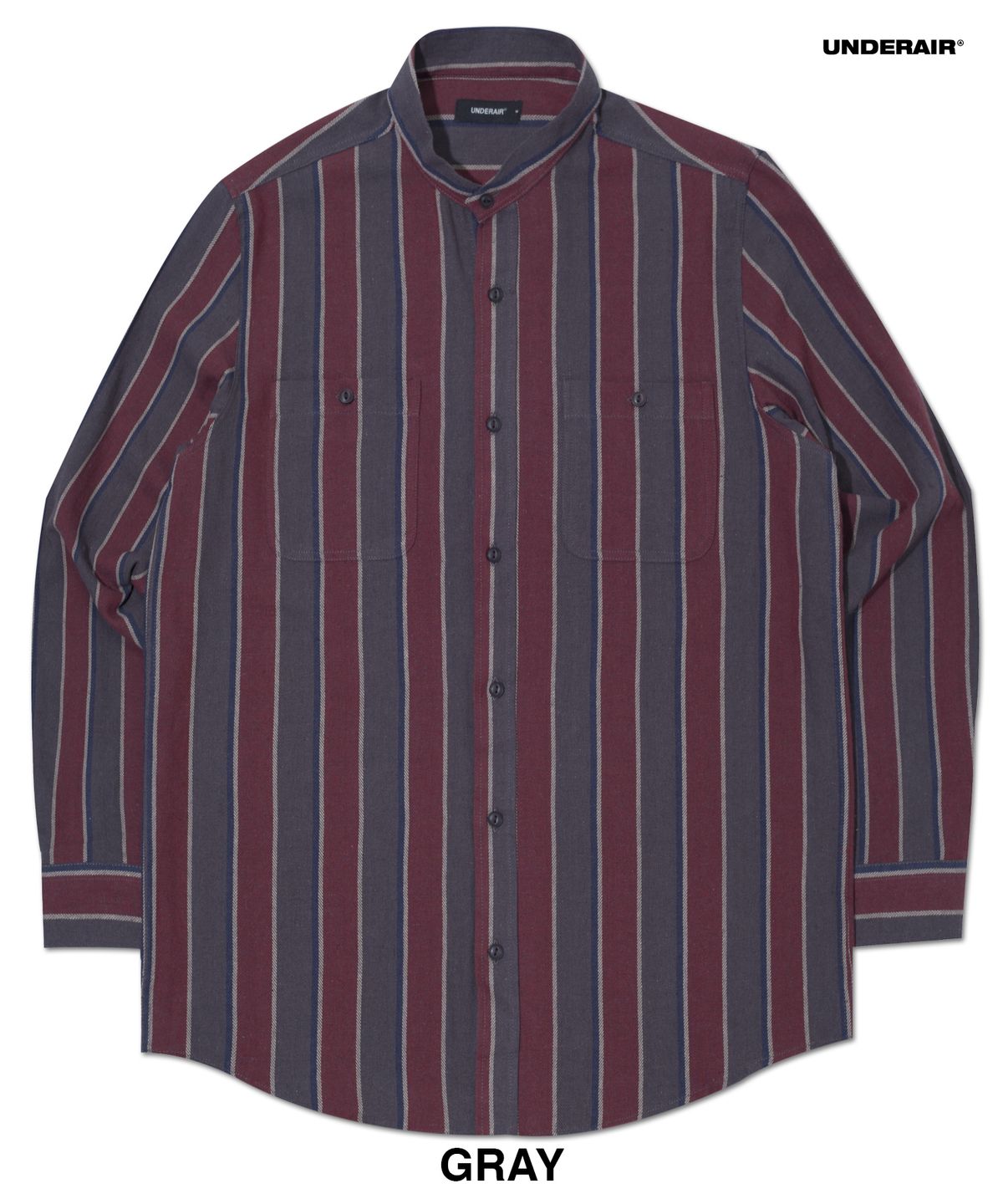 언더에어(UNDERAIR) [차이나카라] THROAT STRIPE SHIRTS (3 COLOR)