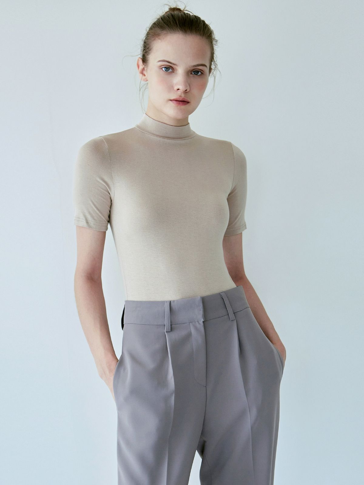 닉앤니콜(NICK&NICOLE) [ESSENTIAL] MOCK NECK HALF TOP_4 COLOR