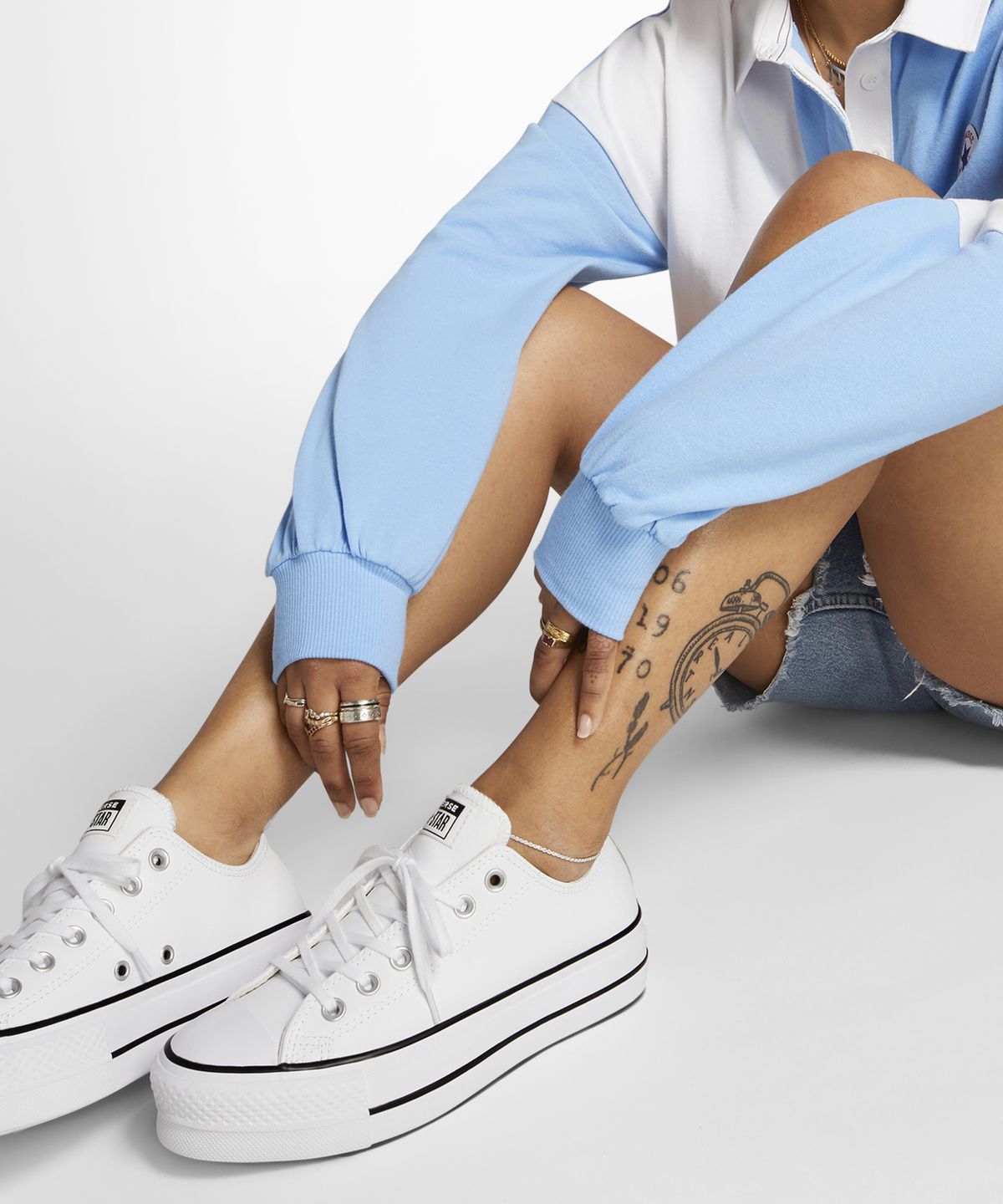 컨버스(CONVERSE) 척테일러 올스타 리프트 클린 레더 화이트 561680C