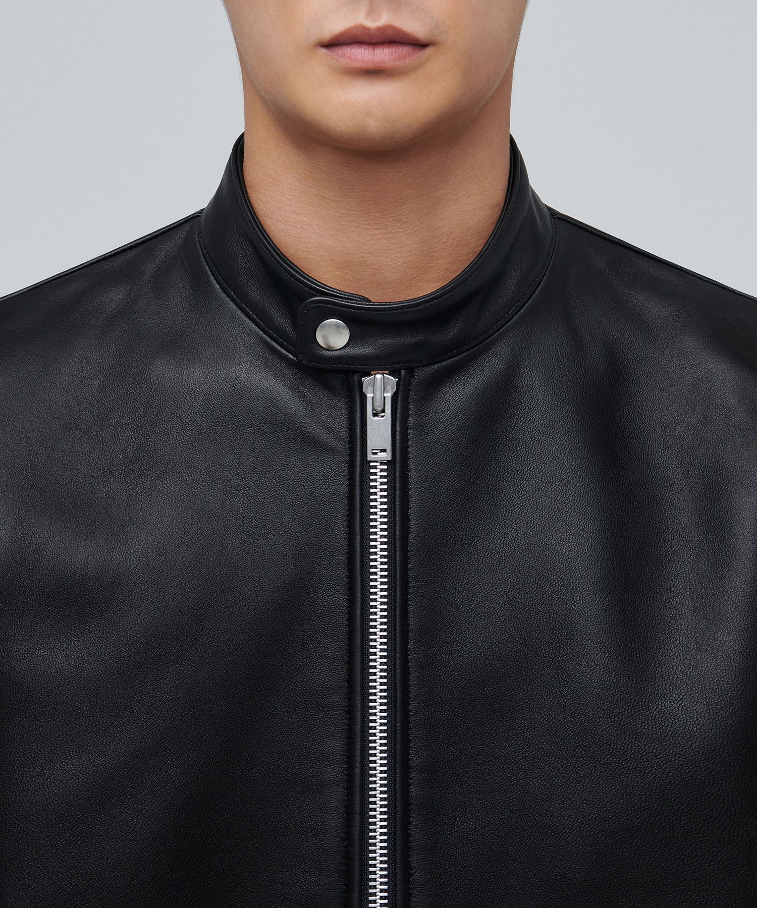 ジャケット・アウター MUSINSA STANDARD LAMBSKIN MOTORCYCLE MUSINSA | MUSINSA STANDARD LAMBSKIN CAFE RACER JACKET_BLACK