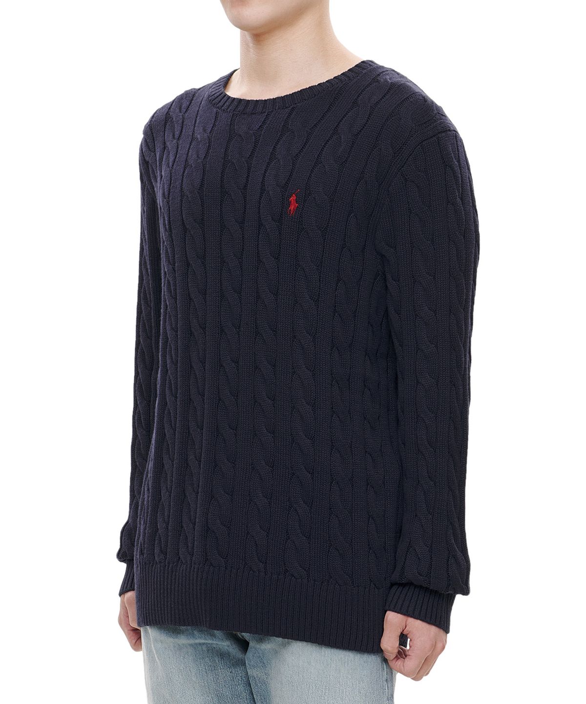 폴로 랄프 로렌(POLO RALPH LAUREN) 케이블니트 코튼 스웨터 - 네이비