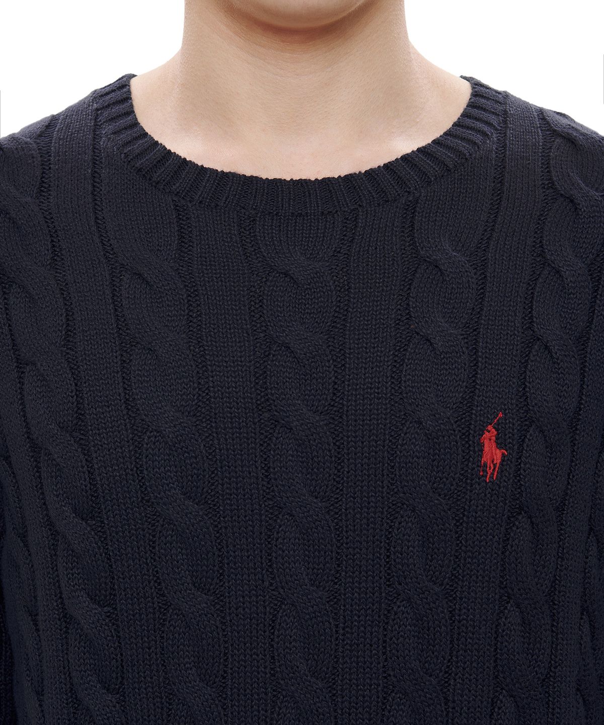 폴로 랄프 로렌(POLO RALPH LAUREN) 케이블니트 코튼 스웨터 - 네이비