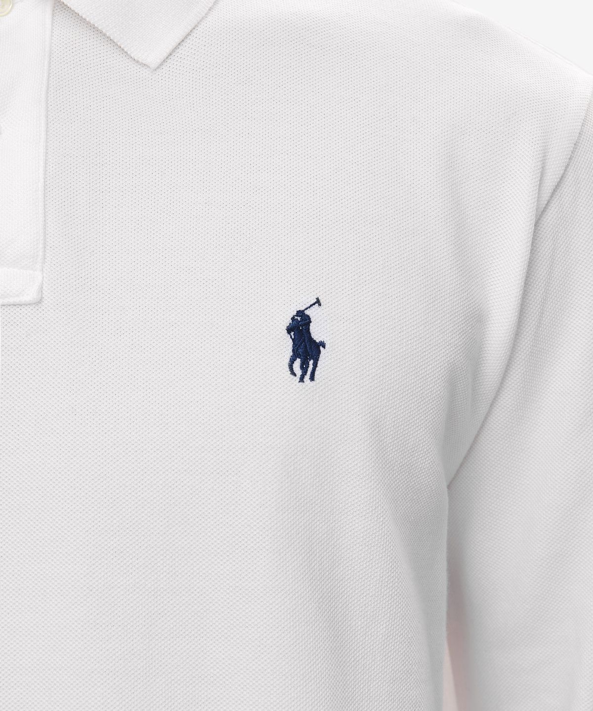 폴로 랄프 로렌(POLO RALPH LAUREN) 커스텀 슬림핏 롱 슬리브 메시 폴로 - 화이트