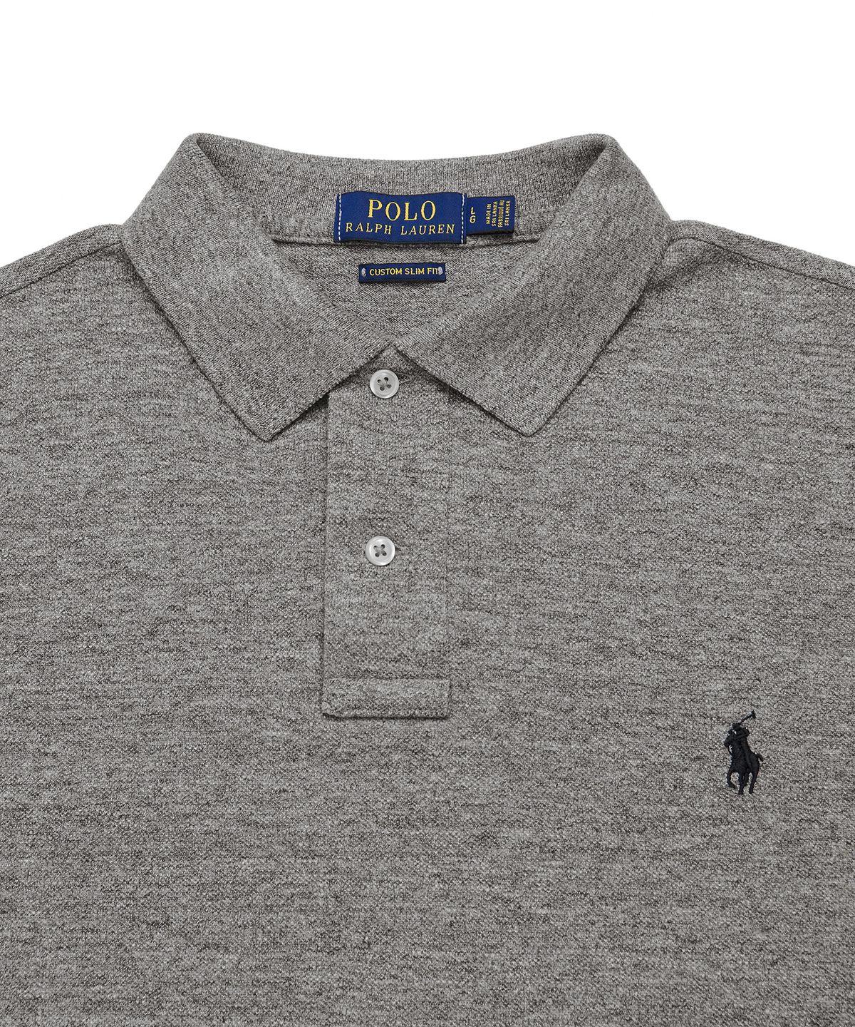 폴로 랄프 로렌(POLO RALPH LAUREN) 커스텀 슬림 핏 롱 슬리브 폴로 - 그레이