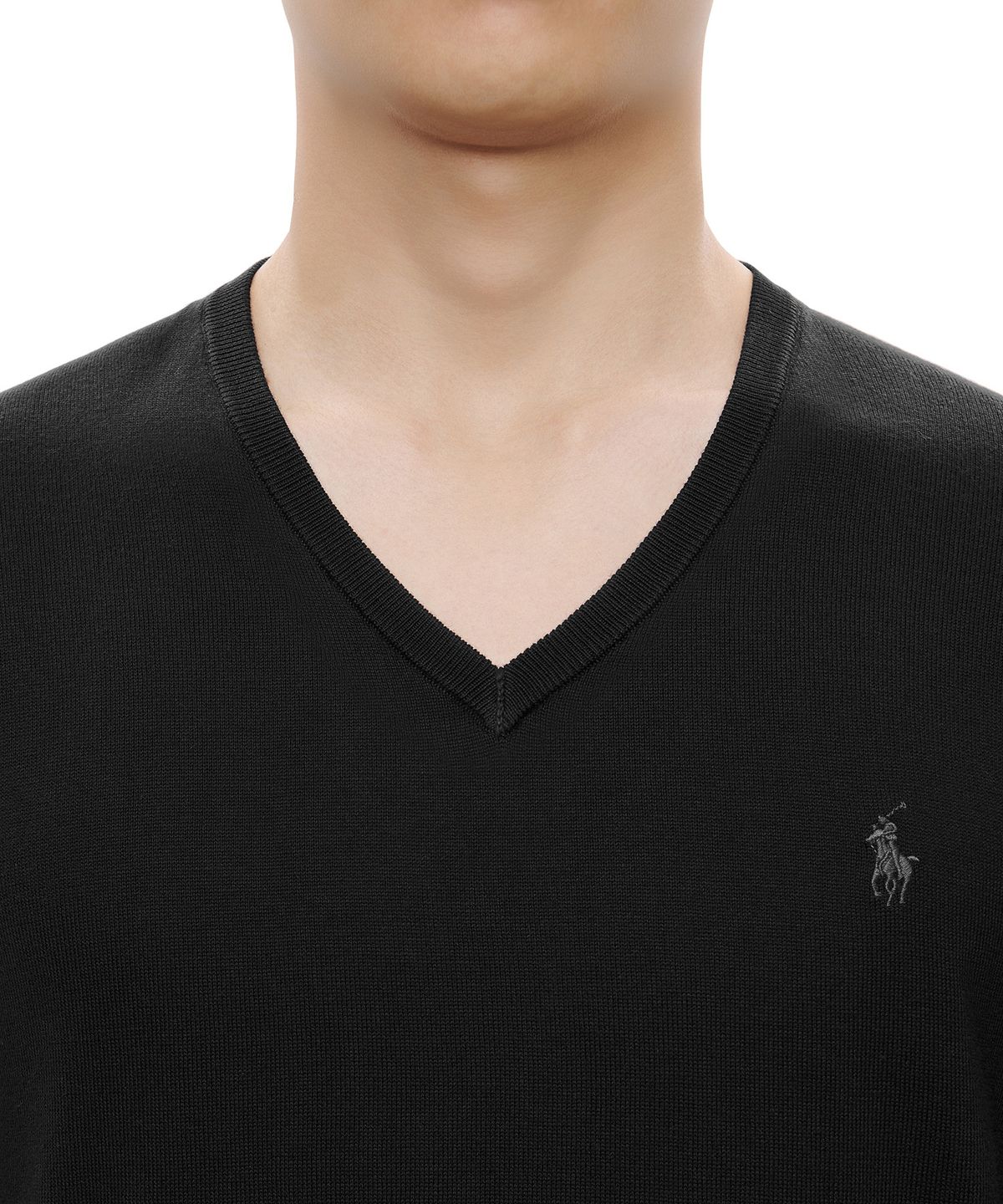 폴로 랄프 로렌(POLO RALPH LAUREN) 롱슬리브 코튼 브이넥 스웨터  - 블랙