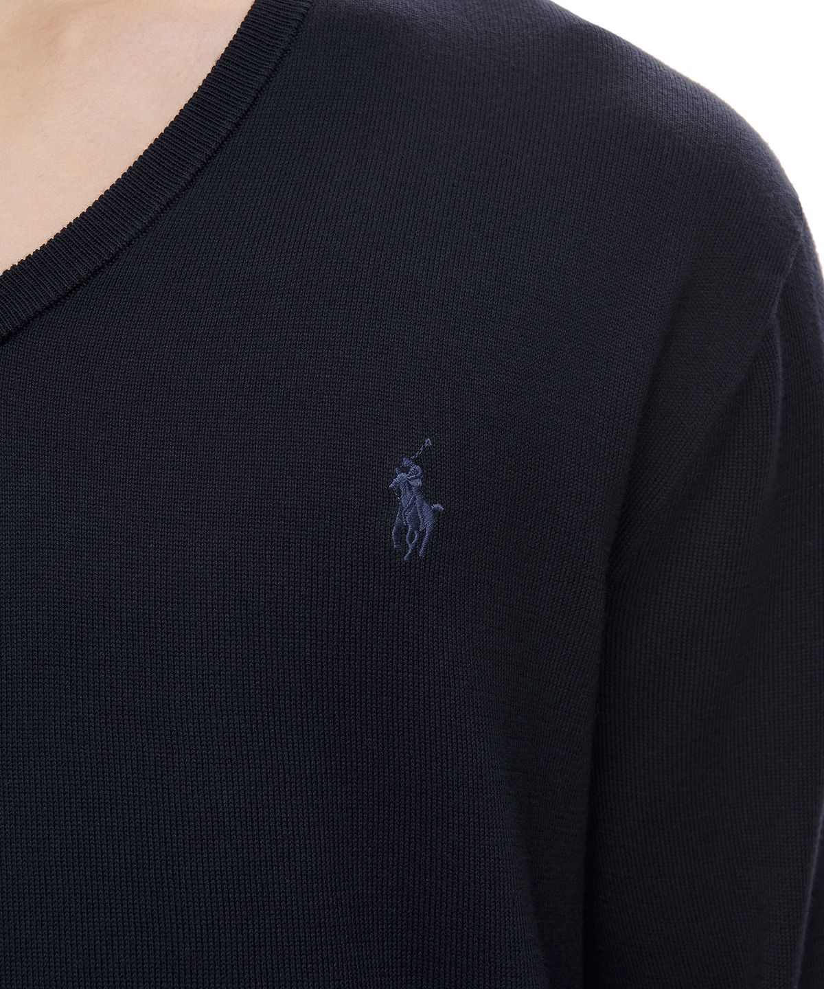 폴로 랄프 로렌(POLO RALPH LAUREN) 롱슬리브 코튼 브이넥 스웨터  - 네이비