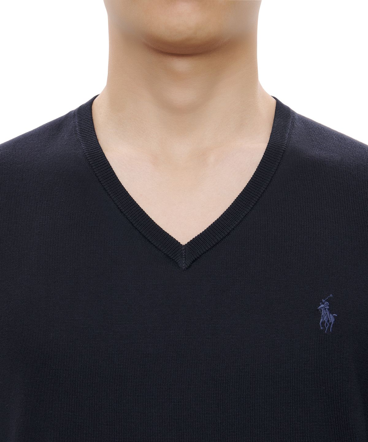 폴로 랄프 로렌(POLO RALPH LAUREN) 롱슬리브 코튼 브이넥 스웨터  - 네이비