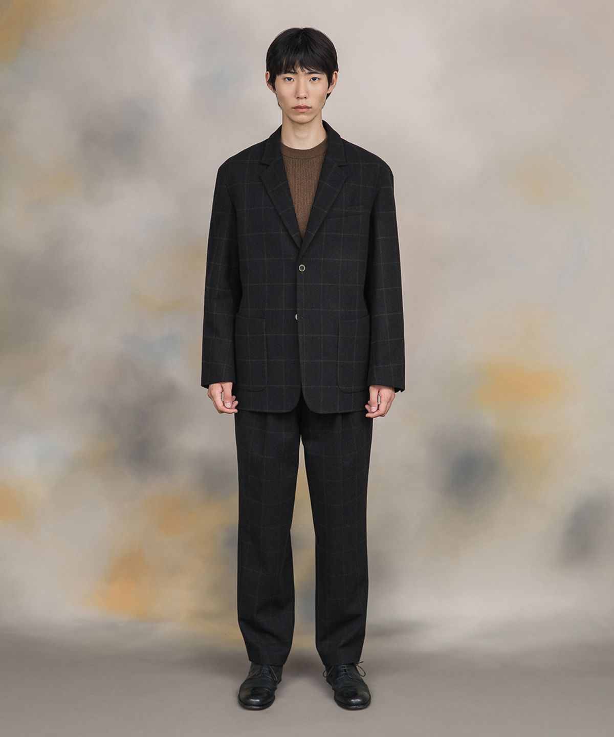 셔터(SHIRTER) WINDOW CHECK HEAVY WOOL PANTS (DARK BROWN)