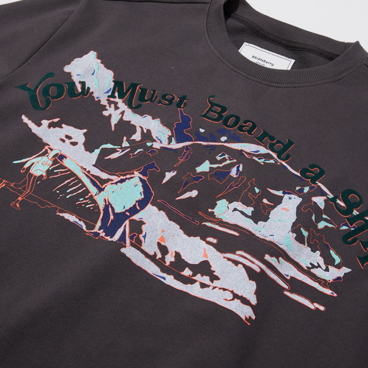 브라이언베리(BRIAN BERRY) YOU MUST BOARD A SHIP SWEAT SHIRT_DEEP GREY