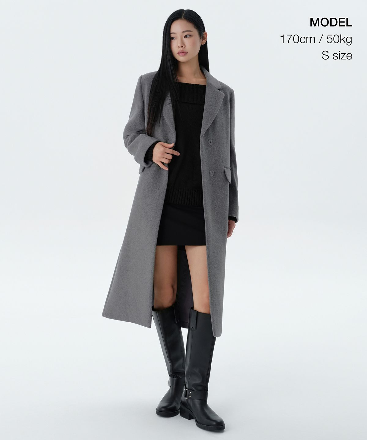 무신사 스탠다드 우먼(MUSINSA STANDARD WOMAN) 우먼즈 캐시미어 블렌드 체스터 롱 코트 [미디엄 그레이]