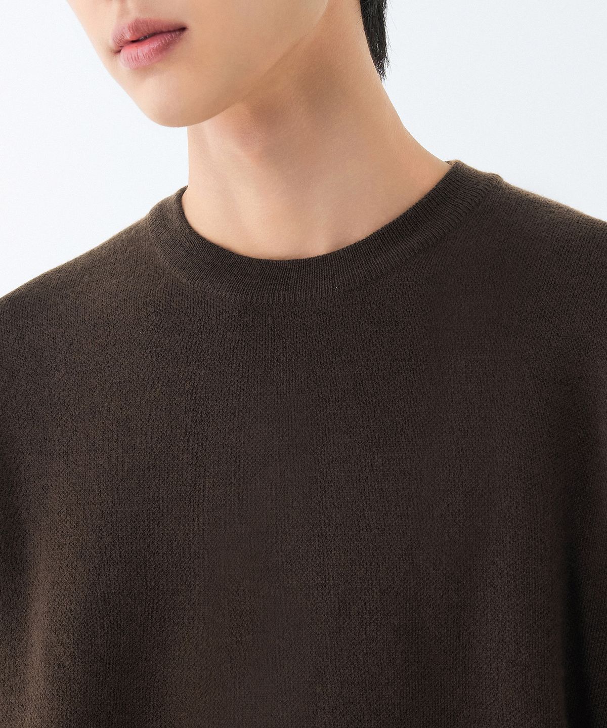 무신사 스탠다드(MUSINSA STANDARD) 미니멀 크루 넥 니트 [브라운]