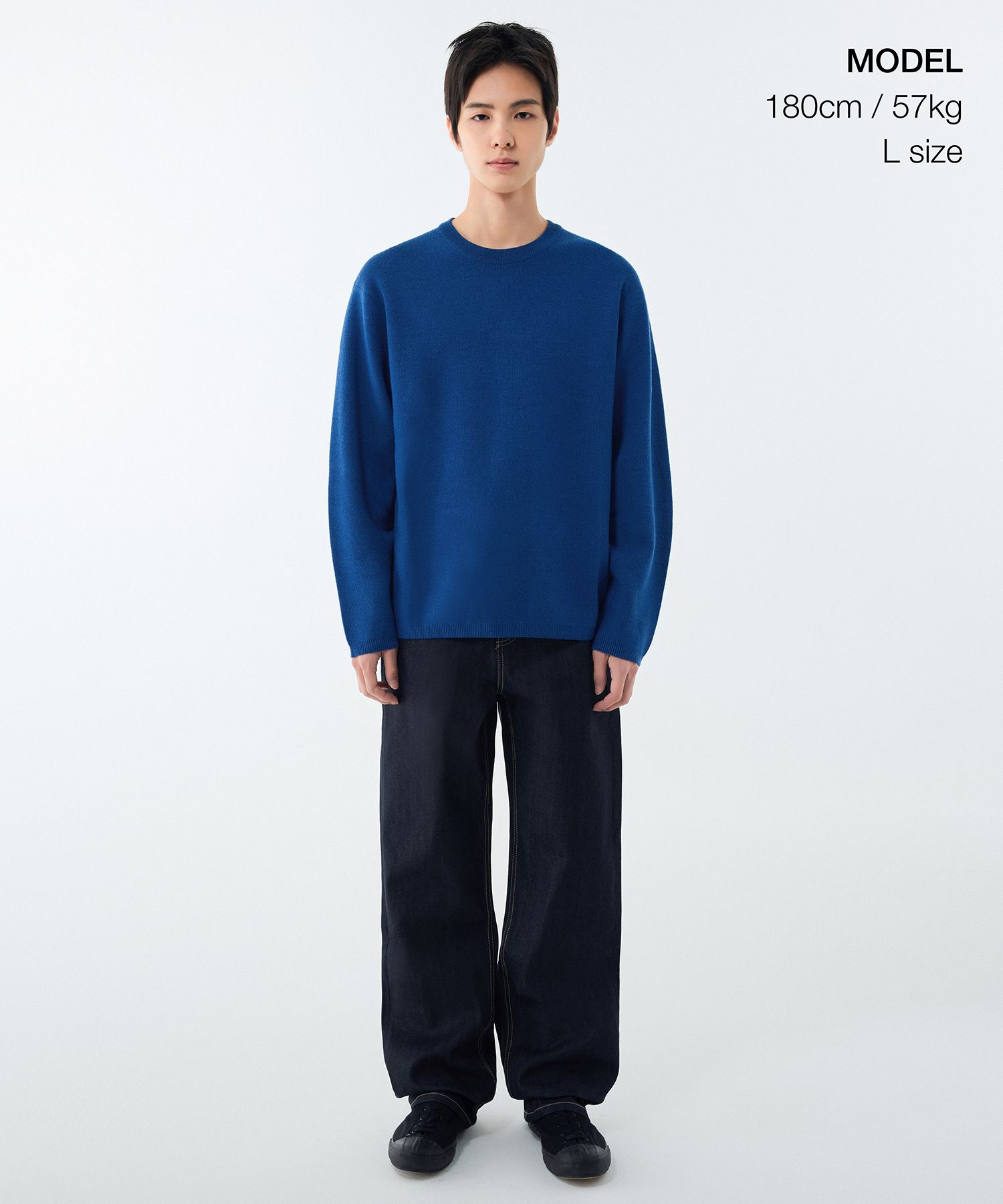MUSINSA MUSINSA STANDARD MINIMAL CREWNECK SWEATER [BLUE]