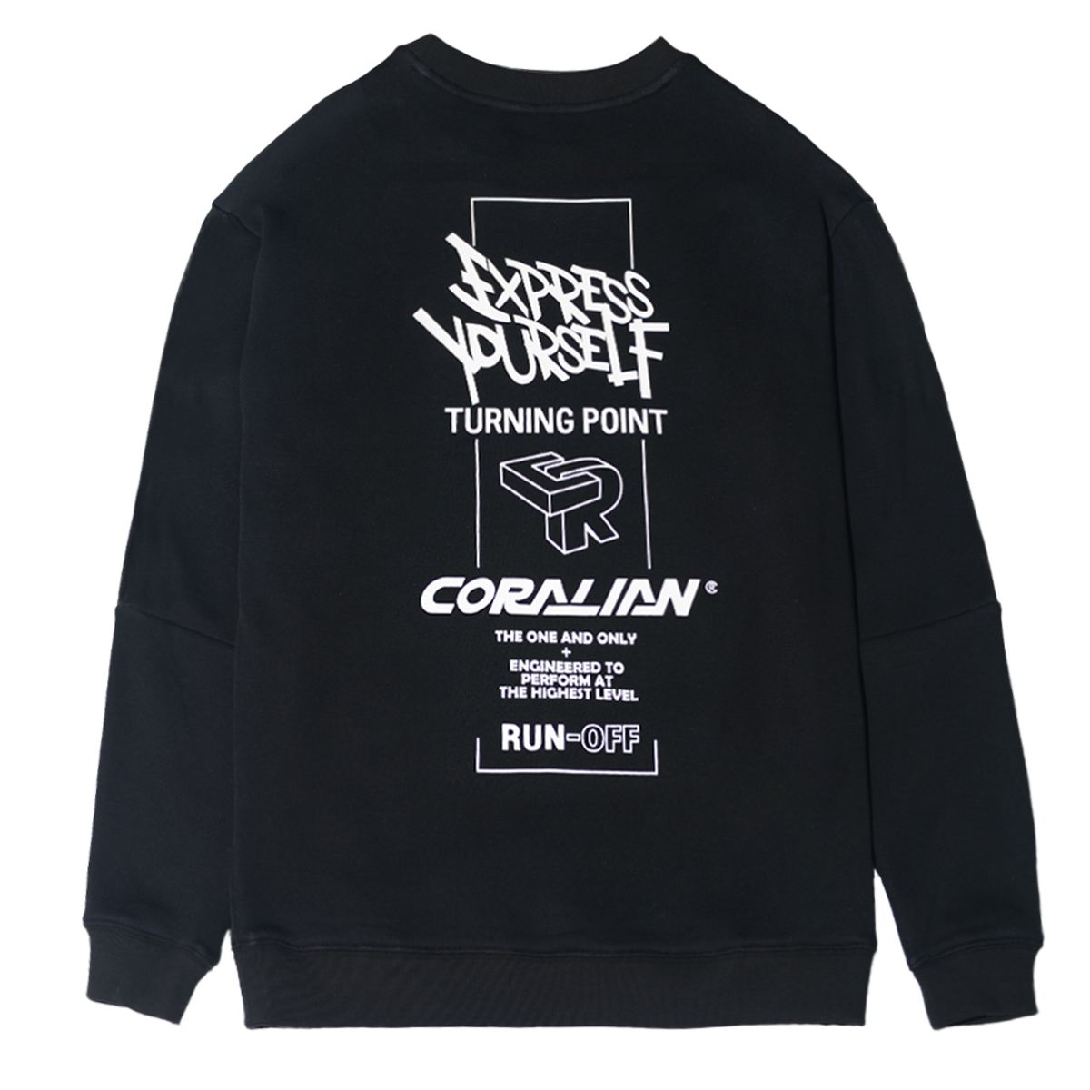 코랄리안(CORALIAN) 런오프 로고테잎 기모 스웨트셔츠 블랙
