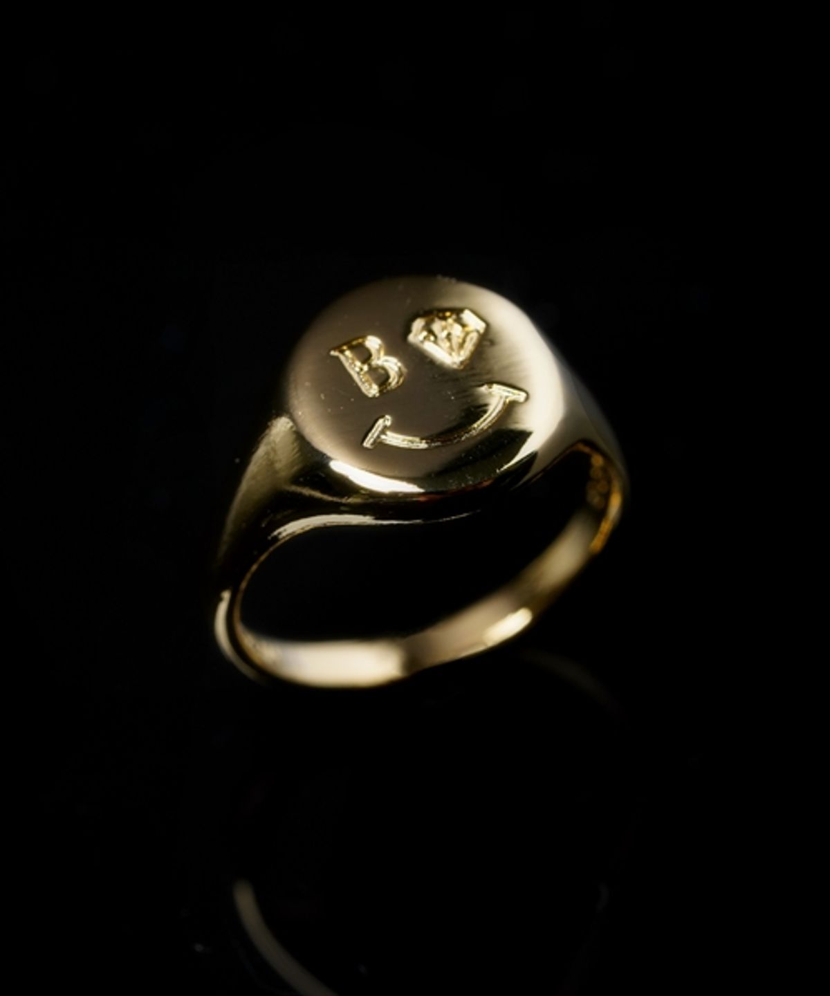 봉보(BONBEAU) Kitsch smile face point bold signet Ring 볼드 스마일 페이스 포인트 골드 반지