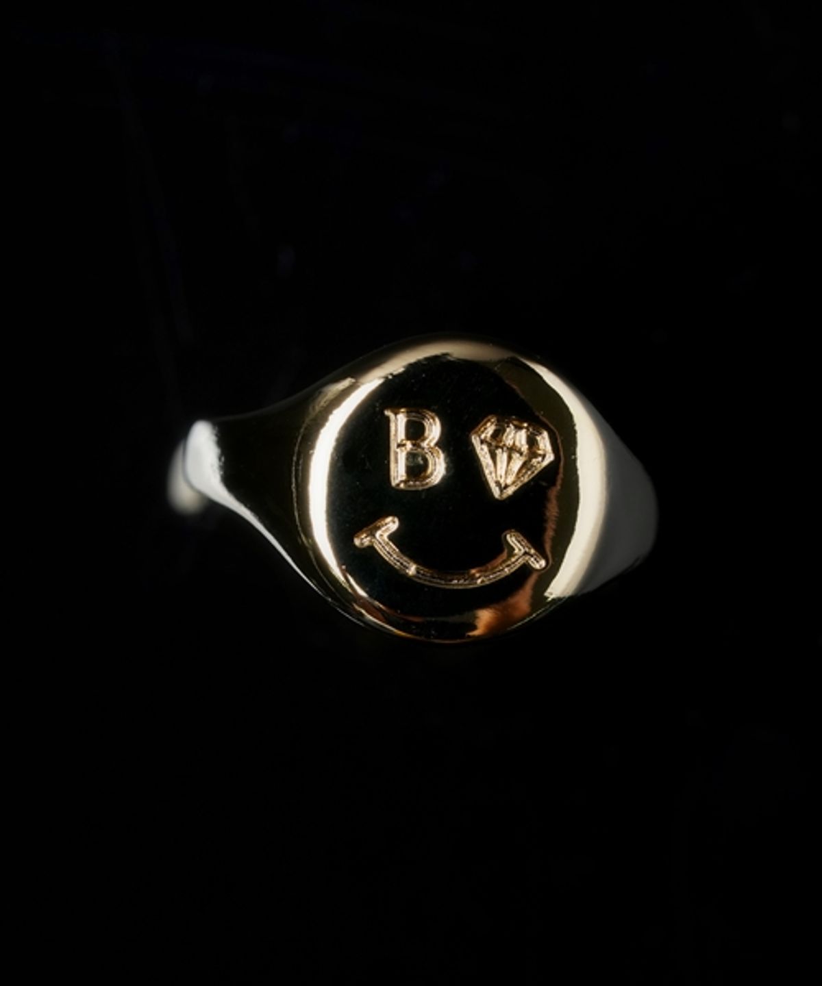 봉보(BONBEAU) Kitsch smile face point bold signet Ring 볼드 스마일 페이스 포인트 골드 반지