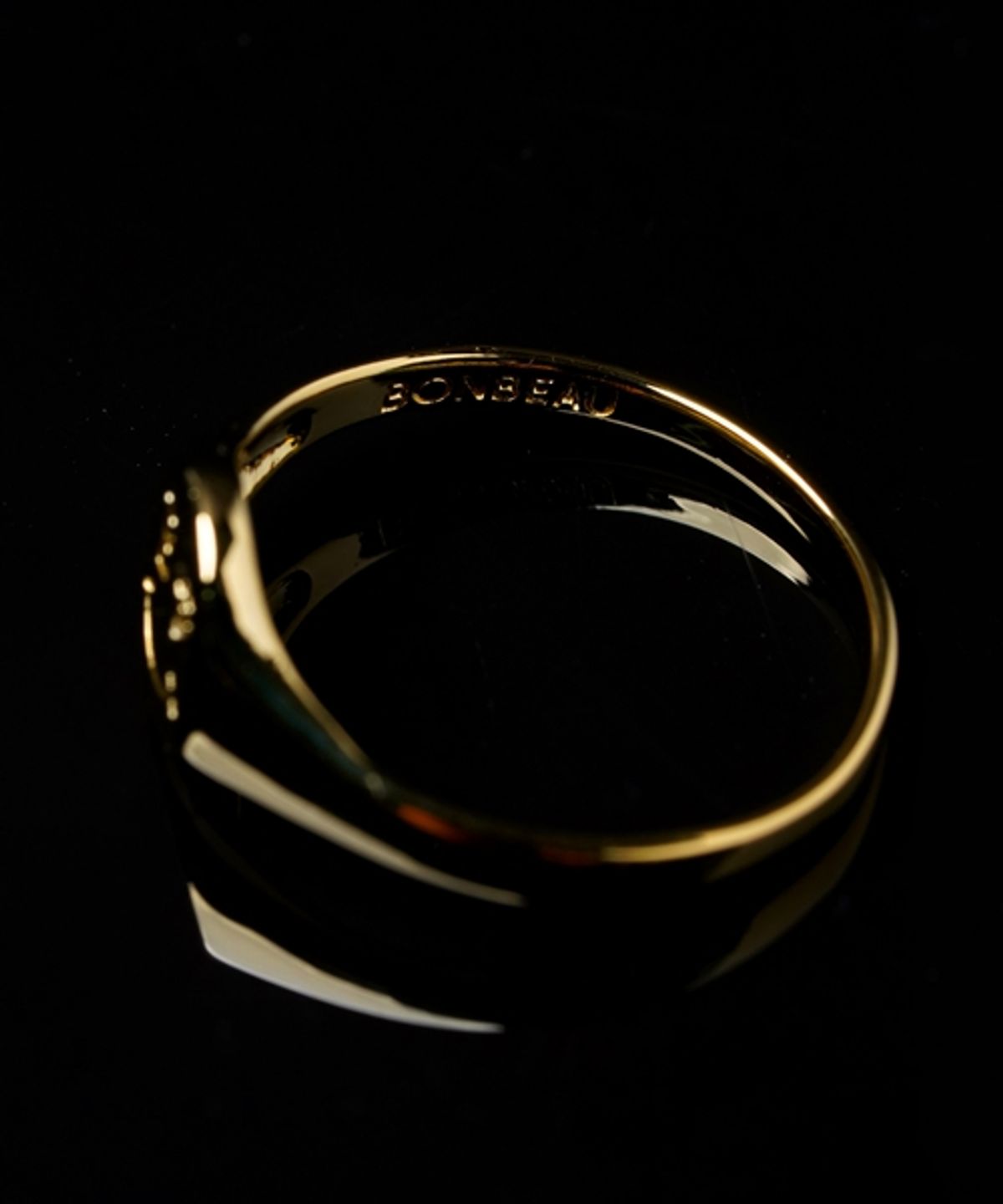 봉보(BONBEAU) Kitsch smile face point mini signet Ring 미니 스마일 페이스 포인트 골드 반지