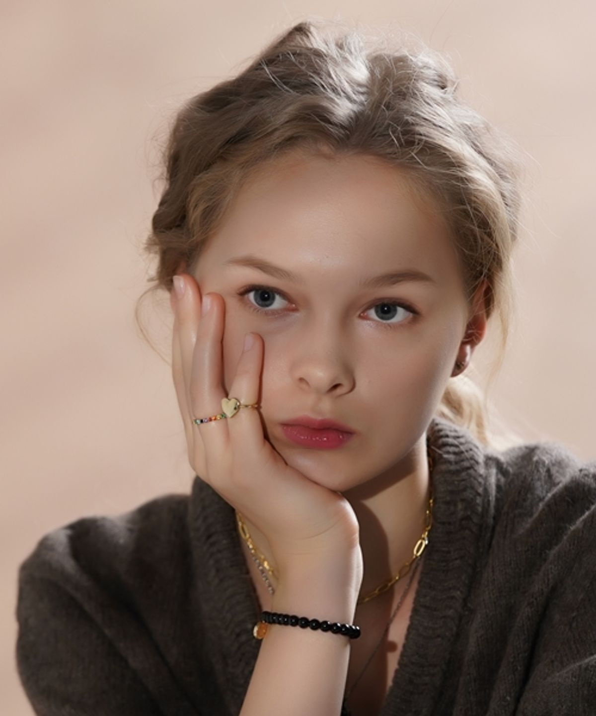 봉보(BONBEAU) Vintage heart gold point  빈티지 하트 포인트 골드 꼬임 반지 Ring