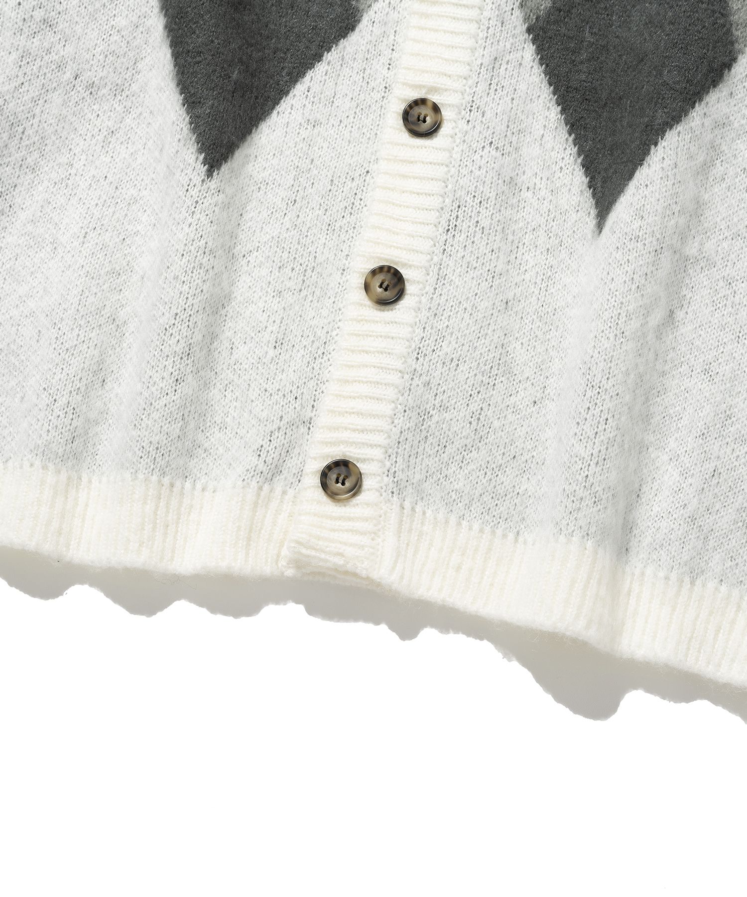 MUSINSA | KNITTED Bulky Brush Argyle Cardigan BLACK