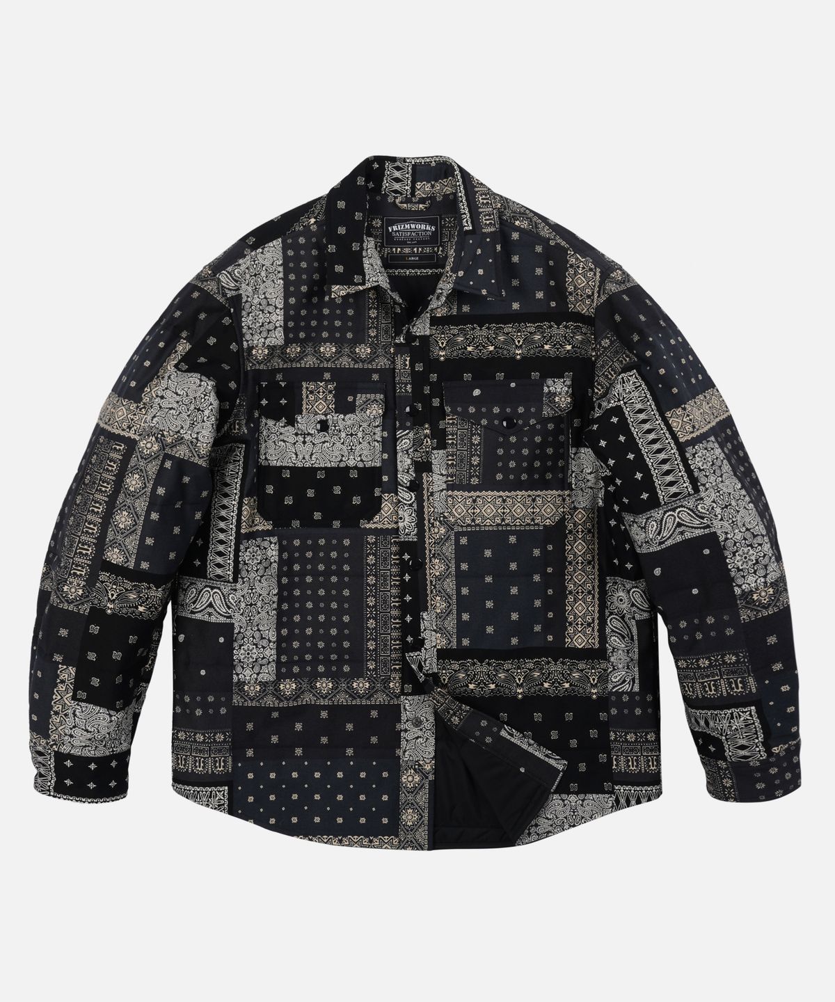 프리즘웍스(FRIZMWORKS) BANDANA PADDING SHIRT JACKET _ BLACK