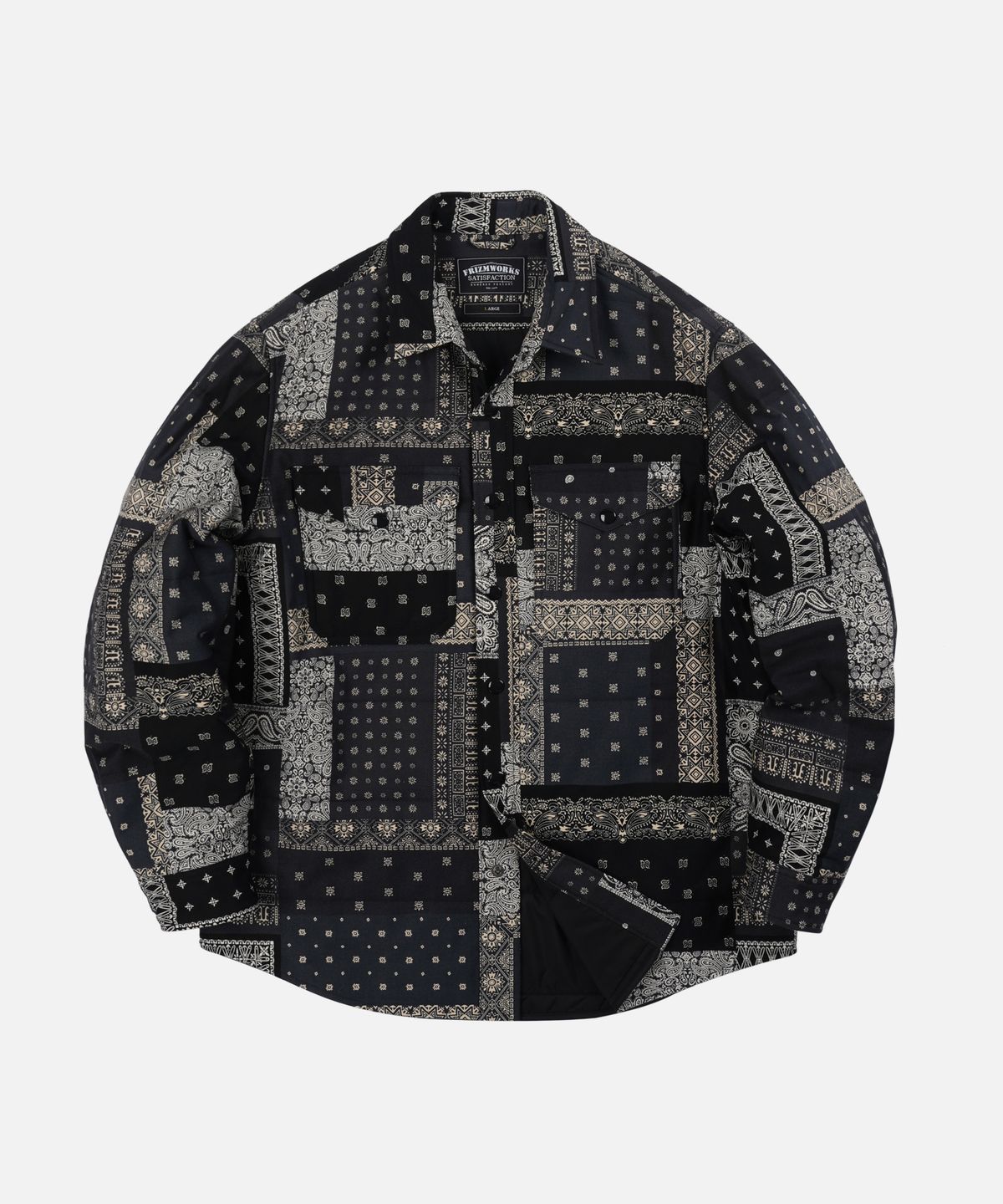 프리즘웍스(FRIZMWORKS) BANDANA PADDING SHIRT JACKET _ BLACK