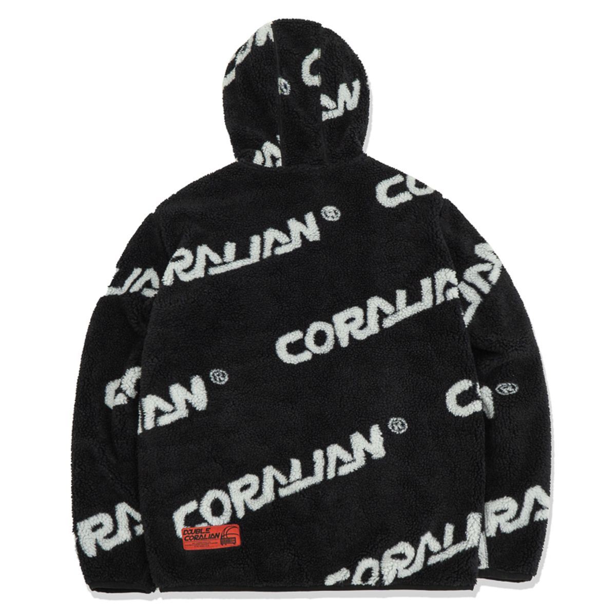 코랄리안(CORALIAN) 자카드 플리스 후드 자켓 블랙
