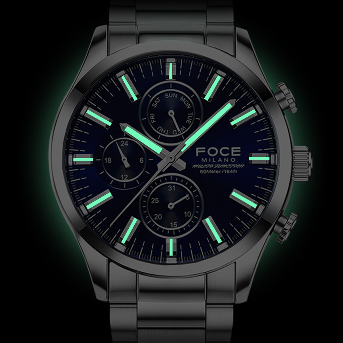 포체(FOCE) 43mm 남성 멀티펑션 메탈시계 FM7583BU