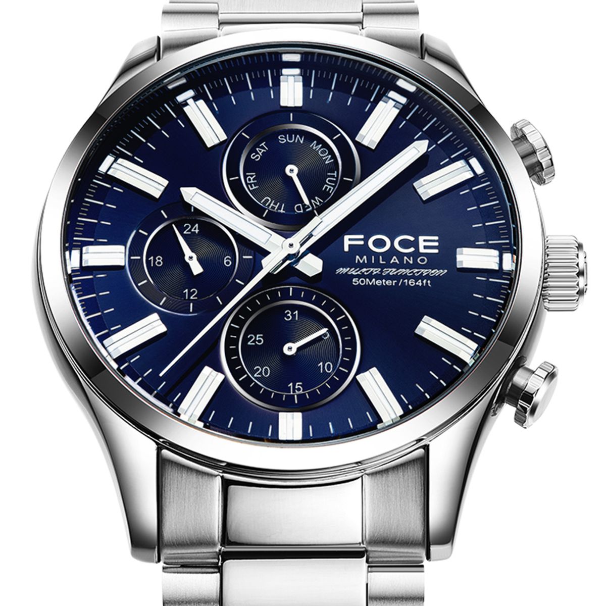 포체(FOCE) 43mm 남성 멀티펑션 메탈시계 FM7583BU