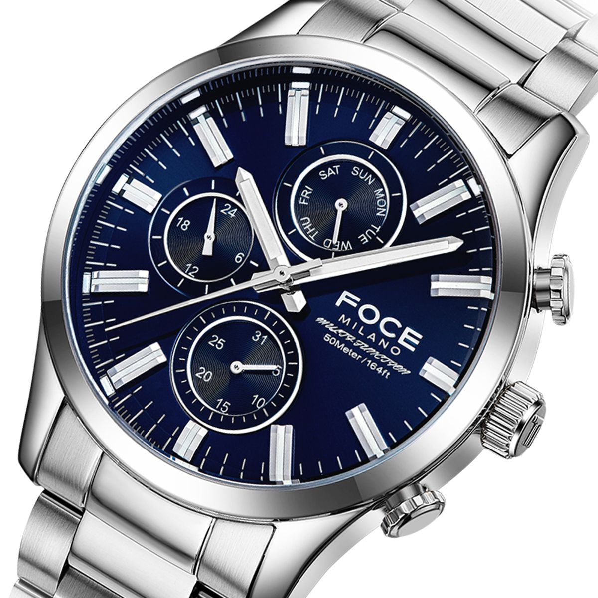 포체(FOCE) 43mm 남성 멀티펑션 메탈시계 FM7583BU