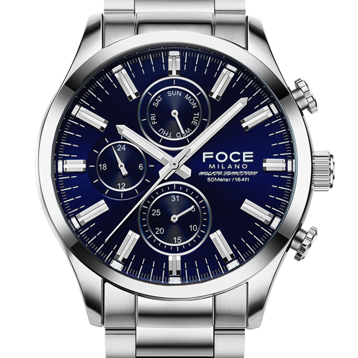 포체(FOCE) 43mm 남성 멀티펑션 메탈시계 FM7583BU
