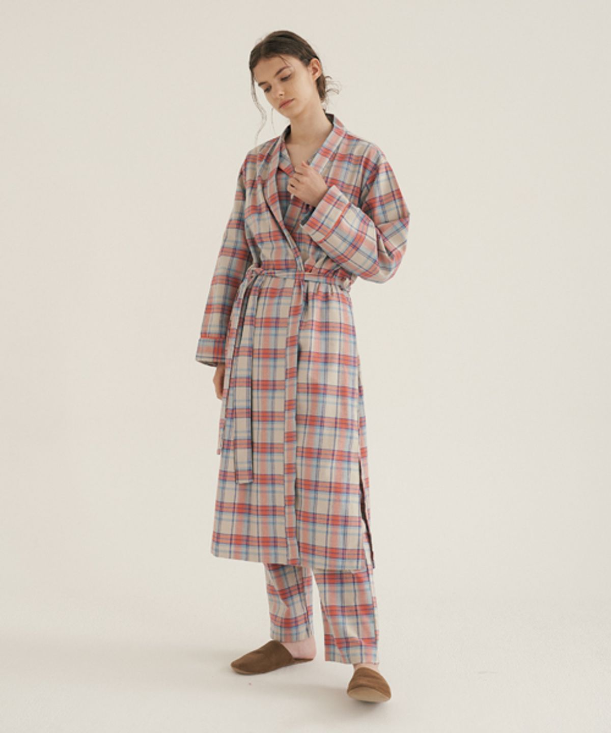 조스라운지(JO'S LOUNGE) (w) Coral Plaid Robe