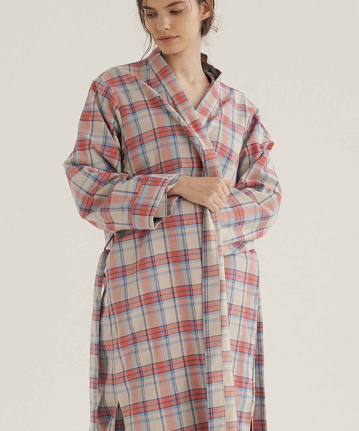 조스라운지(JO'S LOUNGE) (w) Coral Plaid Robe
