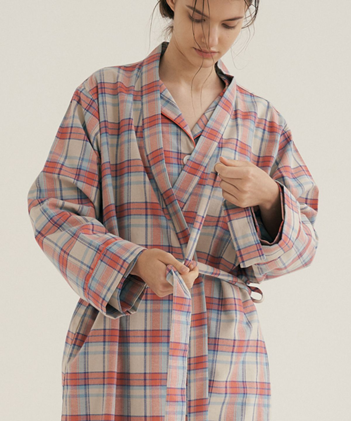 조스라운지(JO'S LOUNGE) (w) Coral Plaid Robe