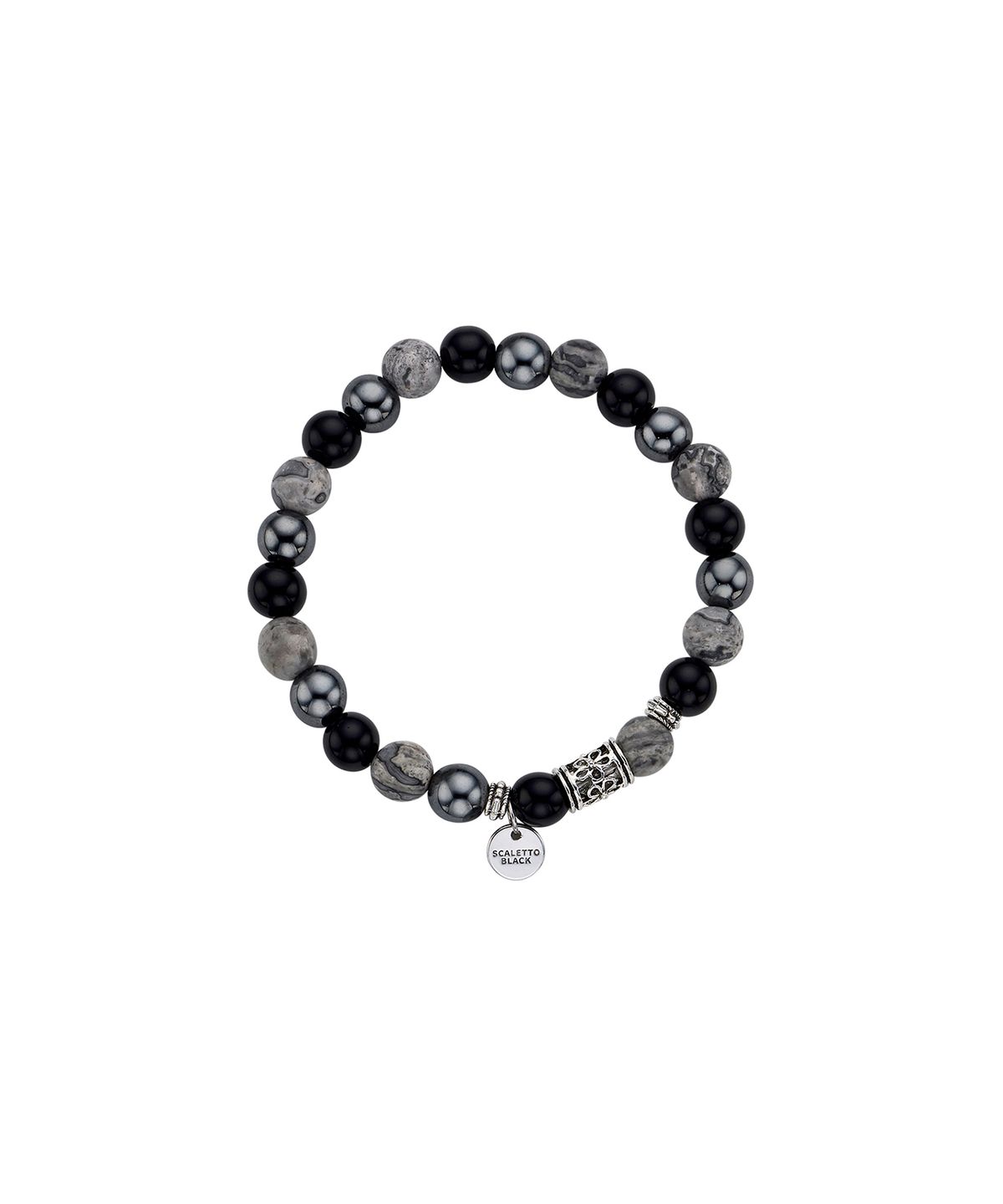 스칼렛또블랙(SCALETTOBLACK) SCB099 [써지컬스틸] Black and grey gemstone bracelet