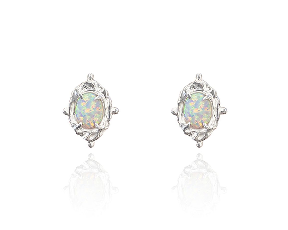 파피(POPPI) Classic opal silver earrings