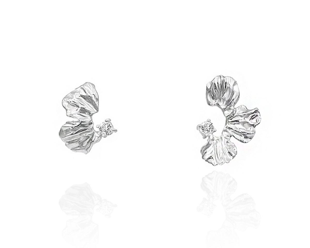 파피(POPPI) Flower twin crystal earrings