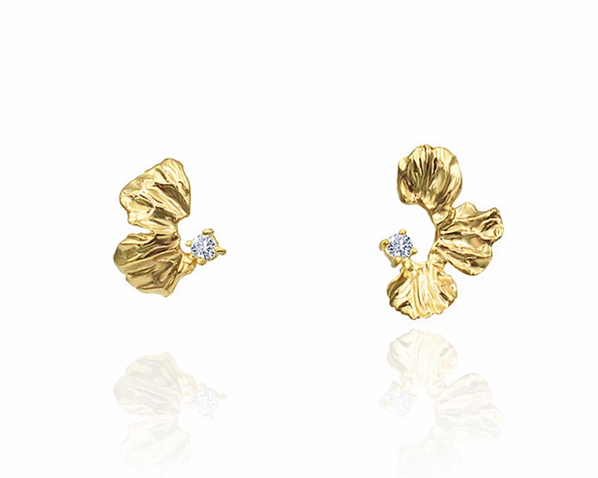 파피(POPPI) Flower twin crystal earrings