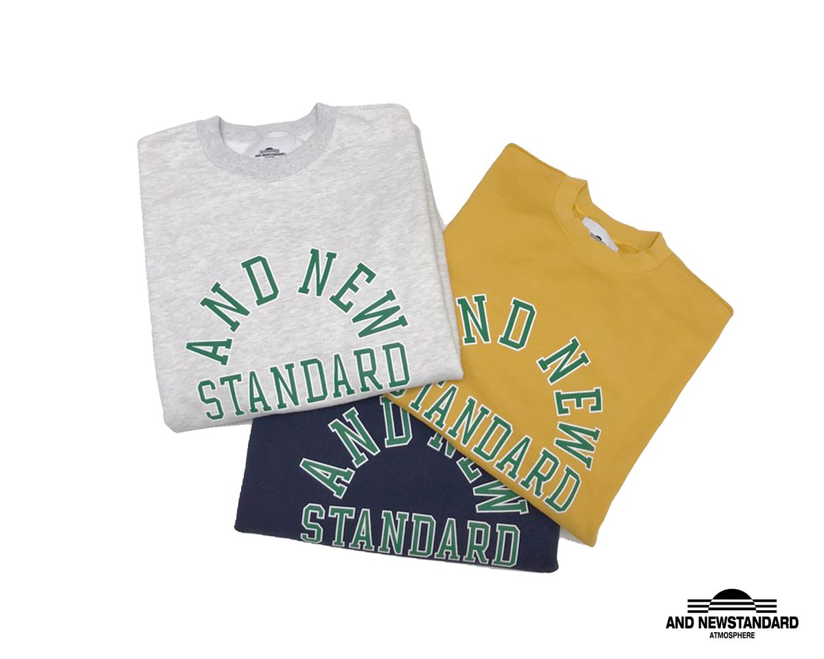 앤드 뉴스탠다드(AND NEWSTANDARD) 컬리지 로고 스웻셔츠 (네이비)