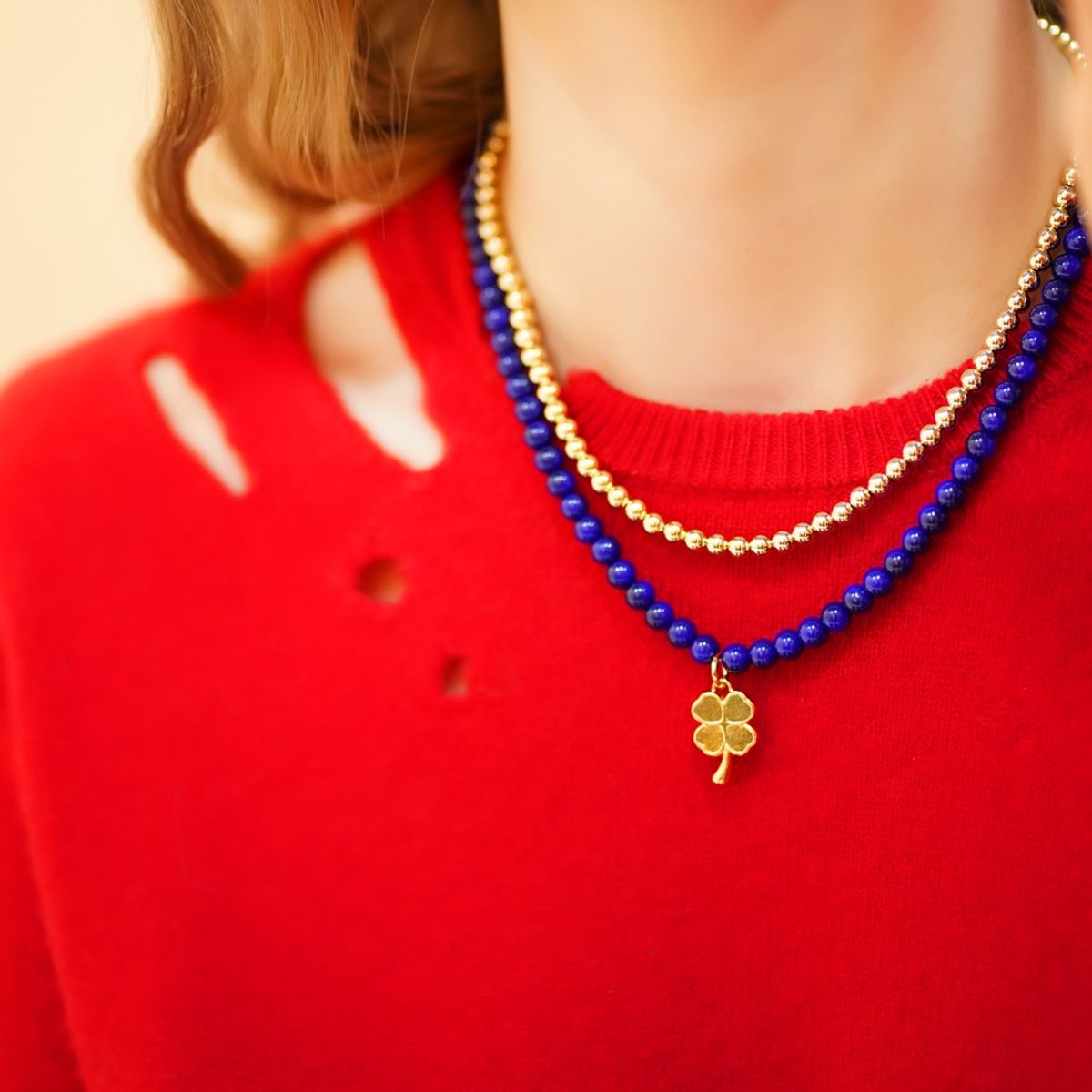 봉보(BONBEAU) Blue bold glassball gold pendant point Necklace 6mm 블루 글라스볼 3type 팬던트 포인트 목걸이
