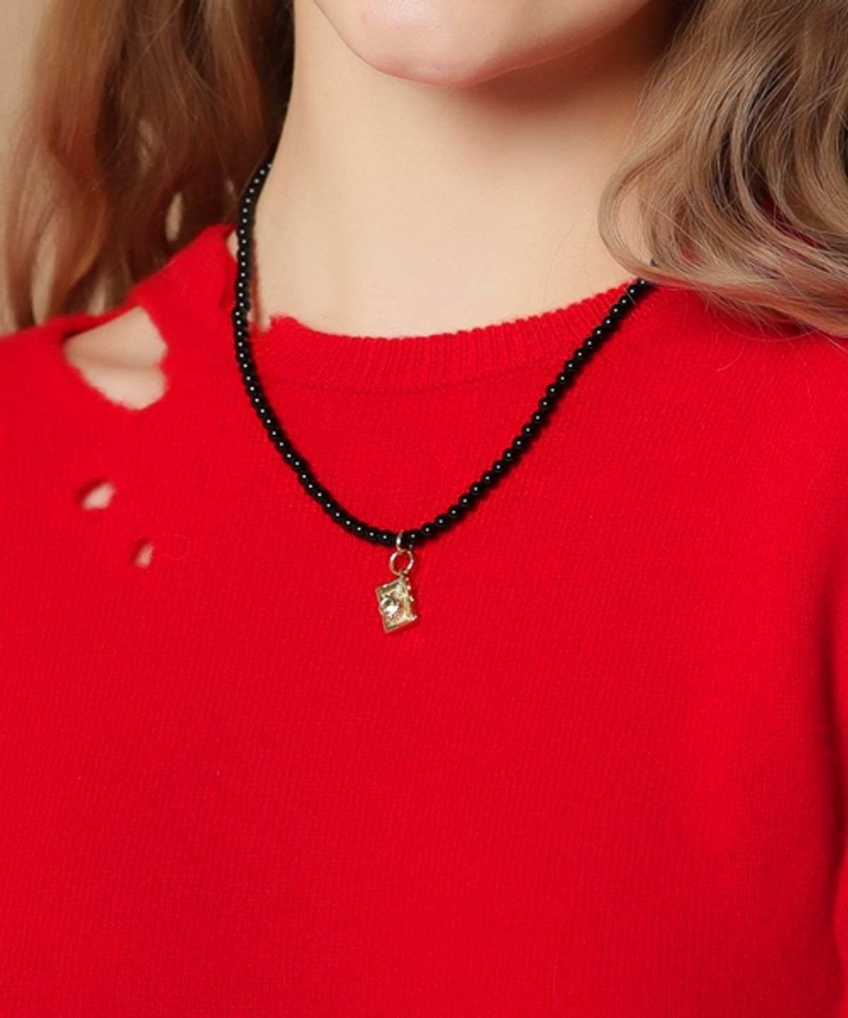 봉보(BONBEAU) Black glassball gold pendant point Necklace  4mm 블랙 글라스볼 4type 팬던트 포인트 목걸이