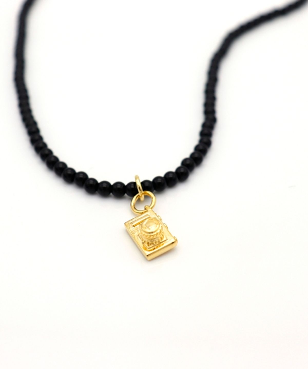 봉보(BONBEAU) Black glassball gold pendant point Necklace  4mm 블랙 글라스볼 4type 팬던트 포인트 목걸이